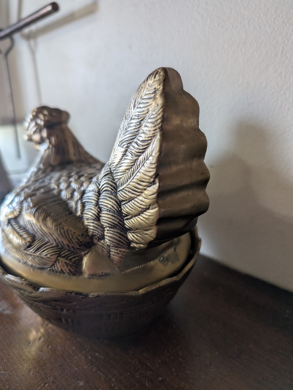 Rare Vintage Brass Hen on Nest Lidded Candy Dish - Mid Century One Of A Kind MCM - Picture 3 of 16